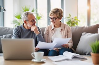 figure_photo: Älteres Ehepaar liest gemeinsam Dokumente